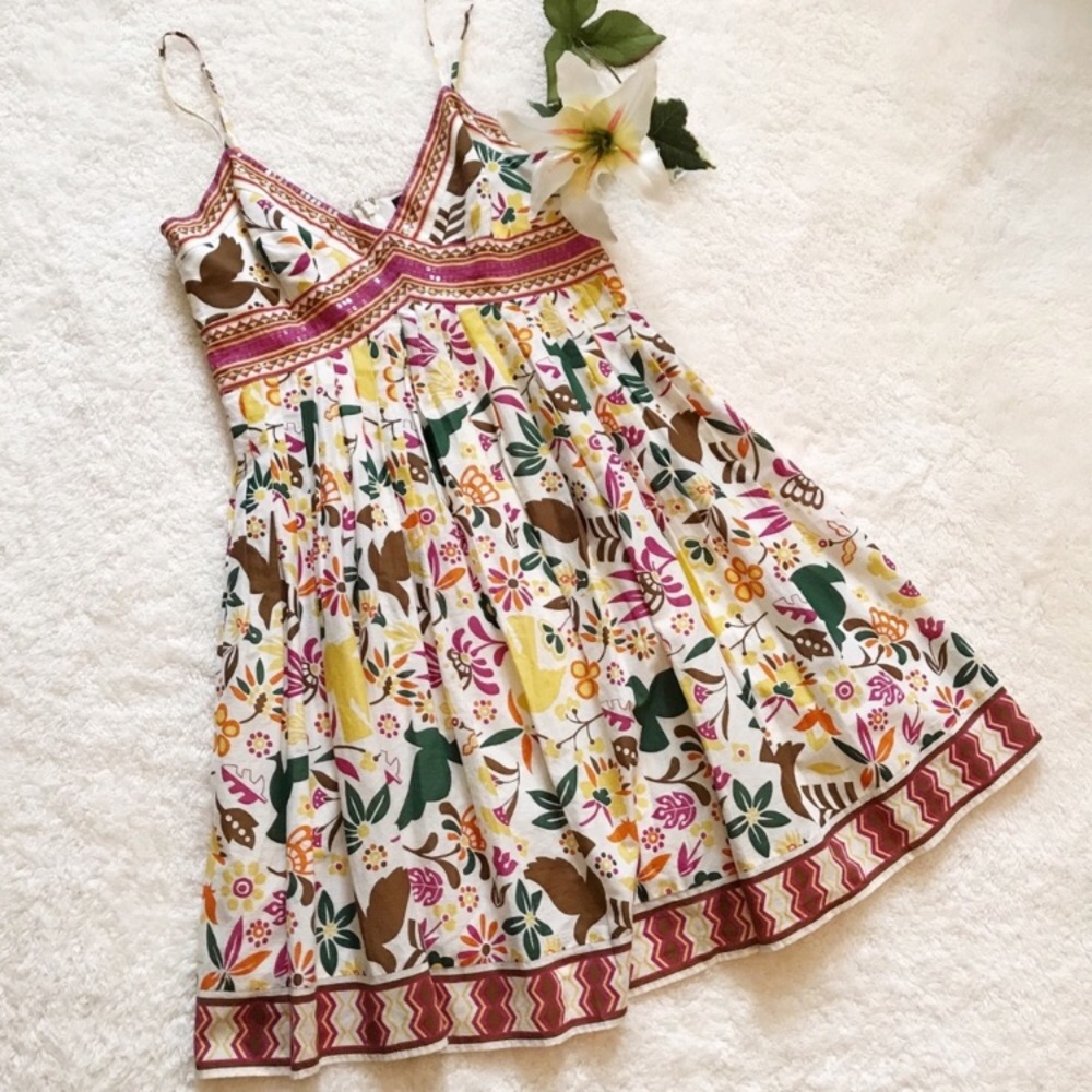BCBGMaxazria Bird Floral Summer Mini Dress